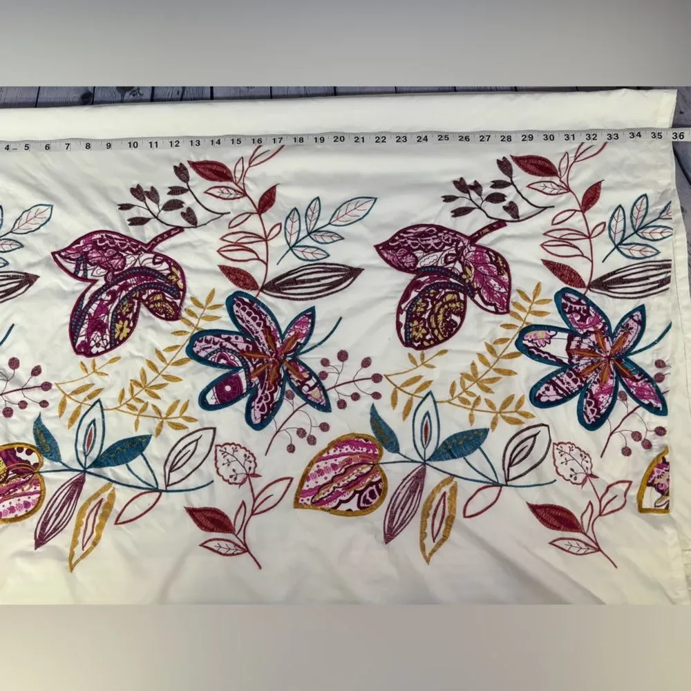 Bacova Molly Blue Purple Embroidered Garden Floral Boho Cottage Shower Curtain